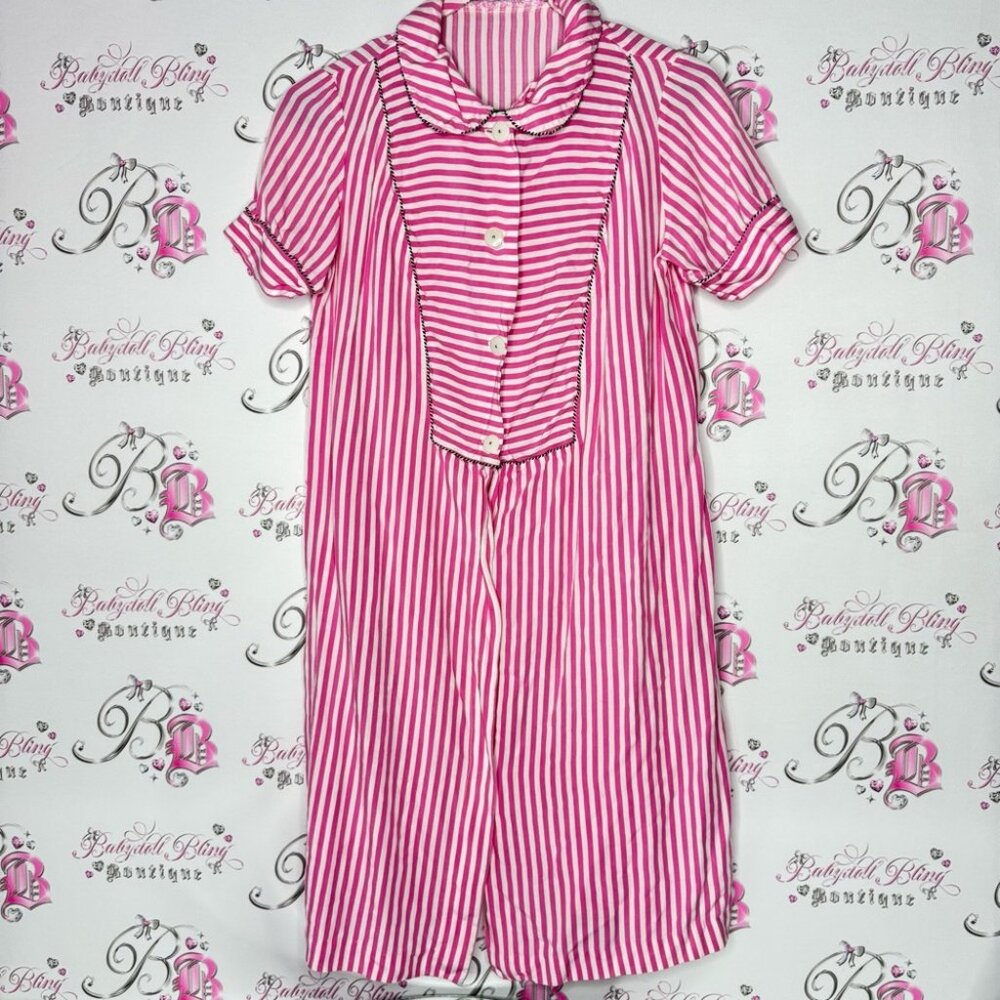 Eatons vanity fair dress rare vintage pin up girl Pink Striped Button-Up Dress